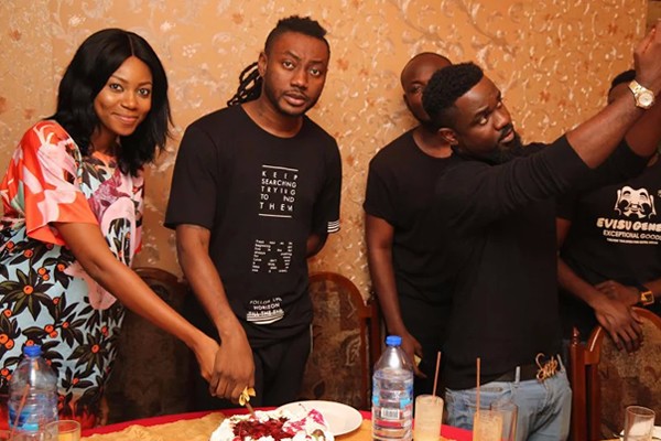 Yvonne Nelson, Pappy Kojo and Sarkodie at a birthday party 