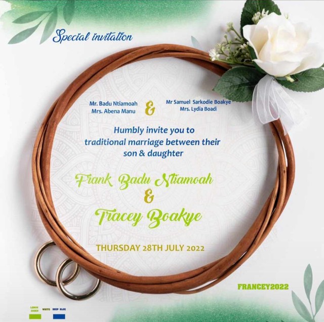 Tracey Boakye's wedding invite