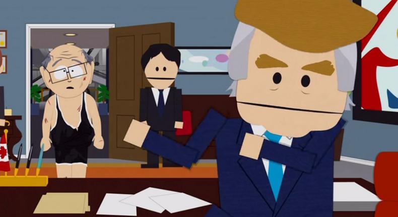 A shot from a 2015 episode of South Park that featured Donald Trump.