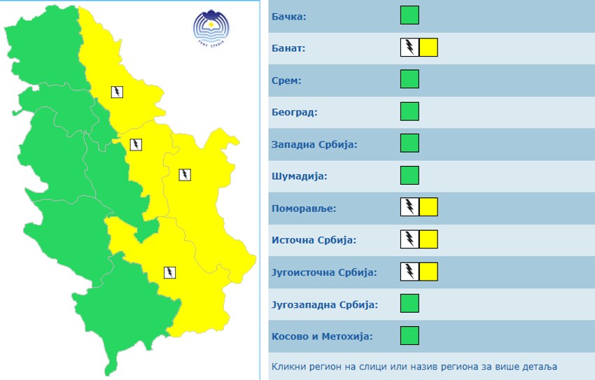 Meteoalarm za 27 maj (utorak)