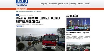 Pożar w budynku TVP. Ewakuacja pracowników