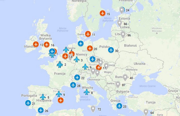 Polska wśród europejskich liderów wzrostów. Ruch lotniczy w Europie jest coraz większy [MAPA]