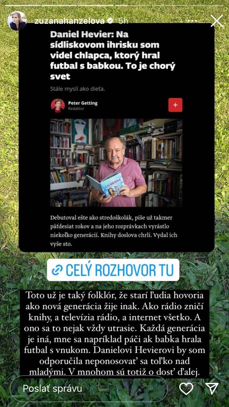 Svoj názor napísala na Instagrame.