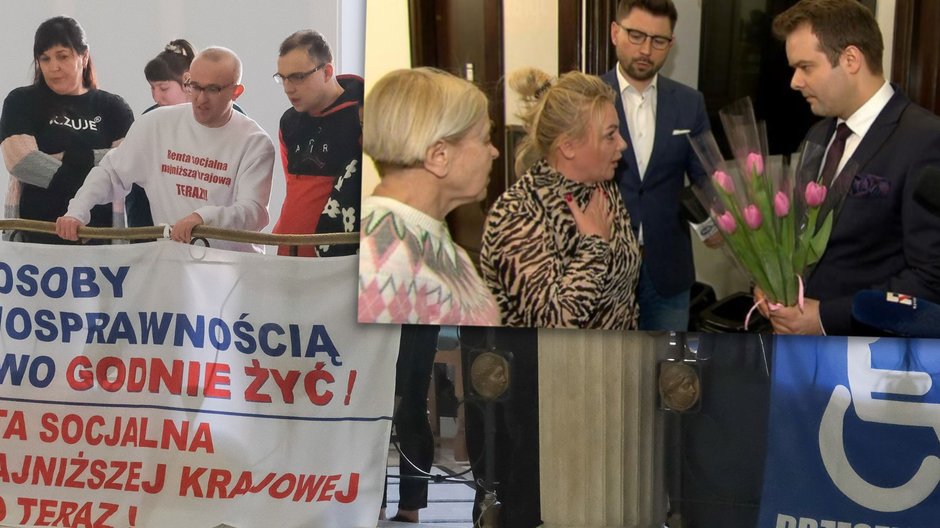 Pojawił się w Sejmie z kwiatami. Odpowiedziały protestujące matki