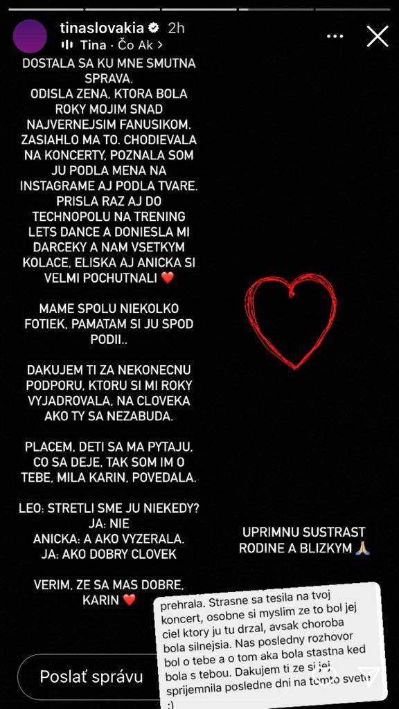 Tina sa podelila so smutnou správou, ktorá ju rozľútostila.