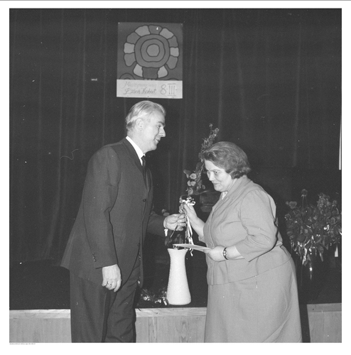 bchody Dnia Kobiet zorganizowane przez Warszawski Komitet Zjednoczonego Stronnictwa Ludowego w gmachu Naczelnego Komitetu Zjednoczonego Stronnictwa Ludowego, 1970 rok.