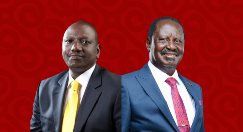 2022 presidential candidates Dr William Ruto (Kenya Kwanza) and Raila Odinga (Azimio) 