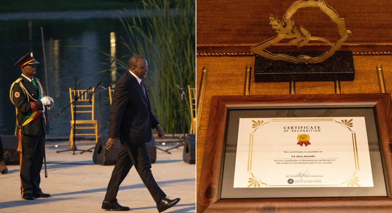 Former President Uhuru Kenyatta, was honored and awarded for his significant contribution to the peaceful settlement of the conflict in the northern part of Ethiopia.