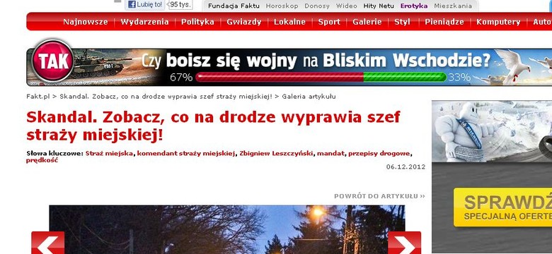 Podwładni gnębią kierowców, a komendant wyprzedza na podwójnej ciągłej i pędzi na czerwonym