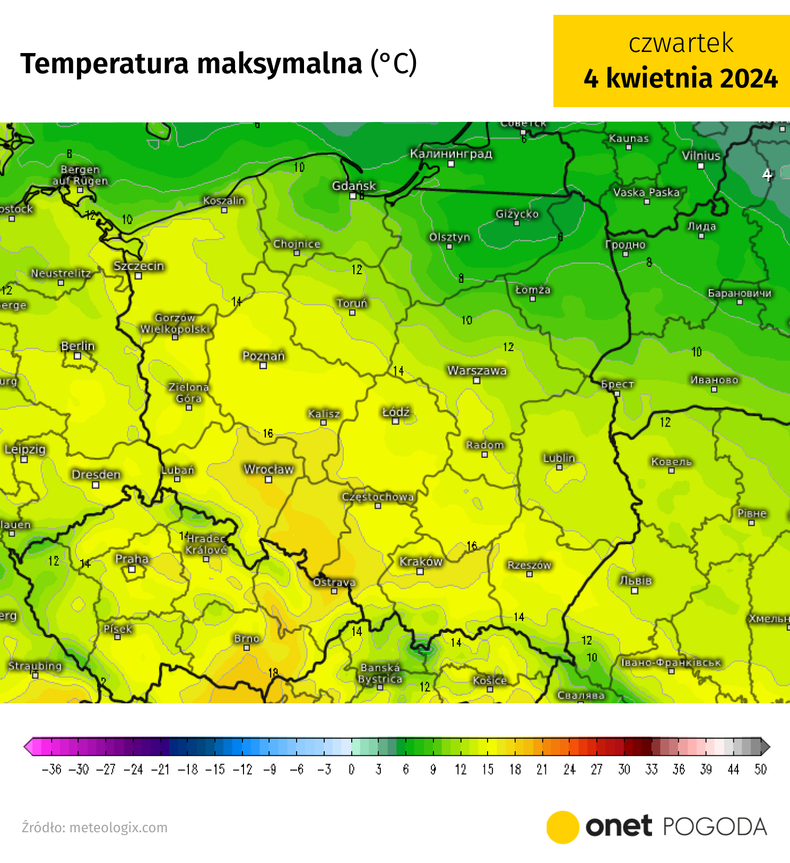 Temperatura od południowego zachodu zacznie na nowo rosnąć