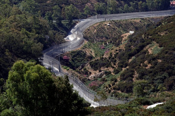 The border fence separating Spain's northern enclave Ceuta and Morocco is seen from Ceuta