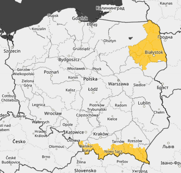 Przynajmniej w północno-wschodniej Polsce i na Pogórzu Karpackim możliwe jest wydanie ostrzeżeń przed oblodzeniem