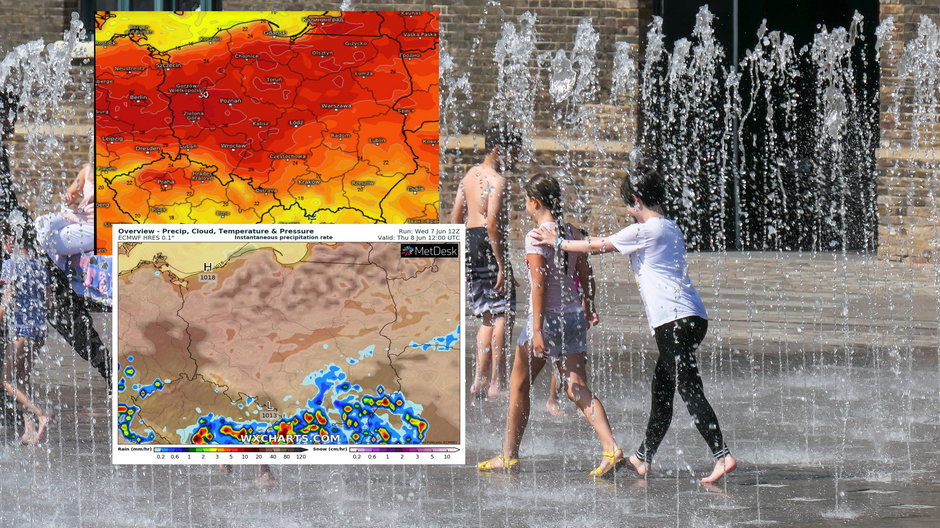 W Boże Ciało czeka nas upalna i burzowa aura (mapy: meteologix.com, wxcharts.com)