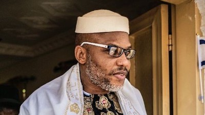 Nnamdi Kanu, the leader of the proscribed Indigenous People of Biafra (IPOB). [Twitter/@BiafraStar]