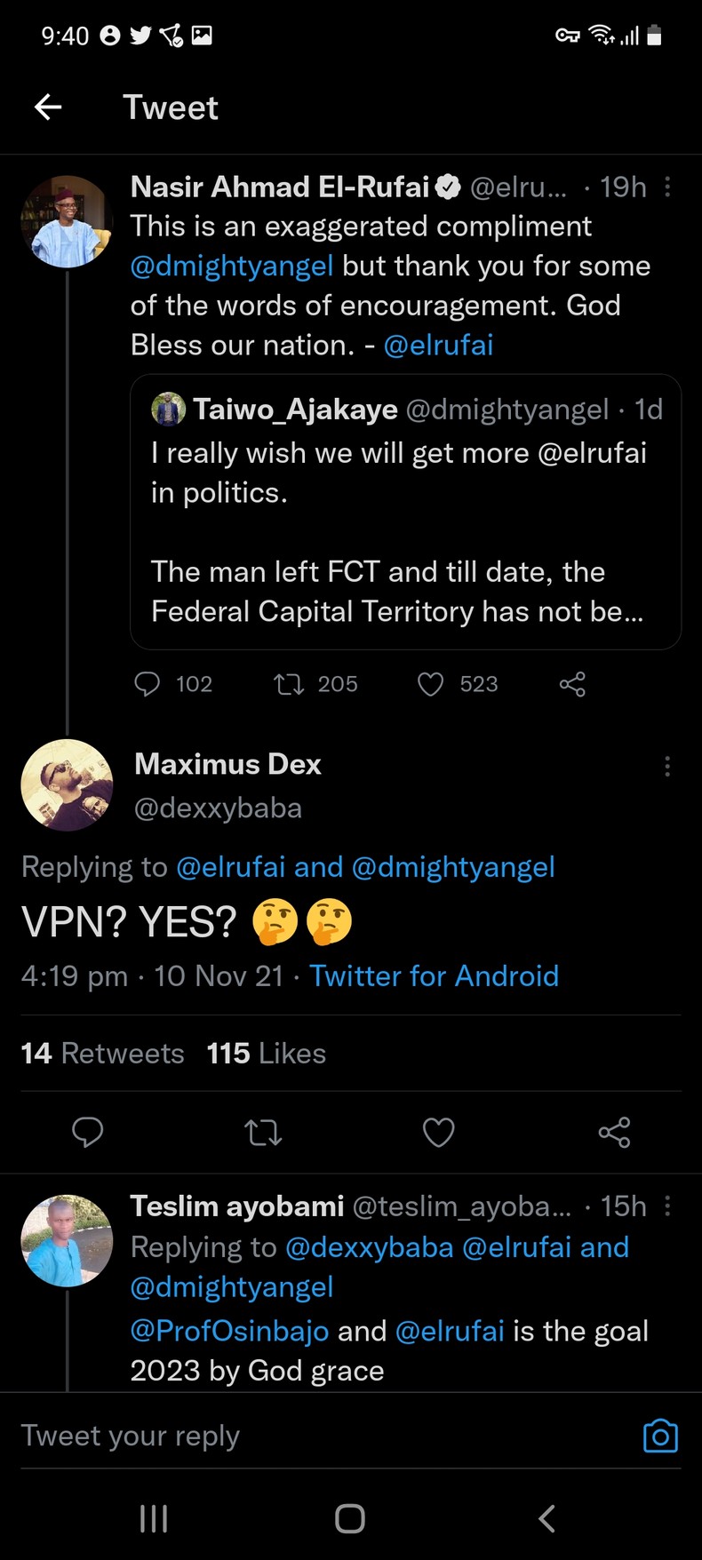 Screenshot of Gov El-Rufai's tweet 