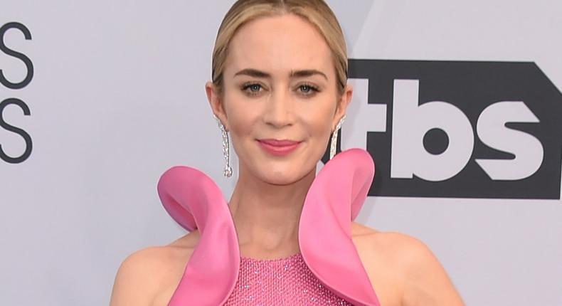 Emily Blunt pink dress