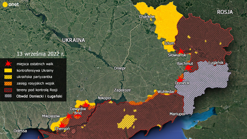 Sytuacja w Ukrainie po działaniach wojsk ukraińskich - 13 września