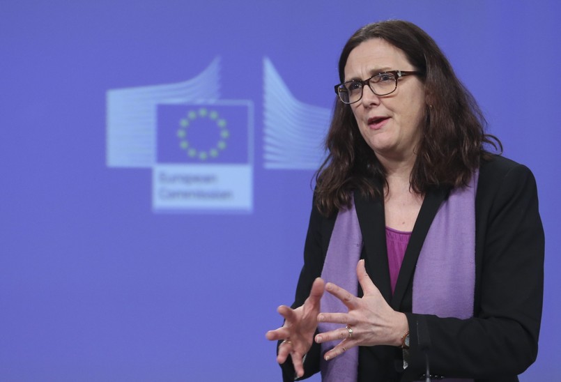 Cecilia Malmstrom podczas konferencji prasowej ws. porozumienia UE z Kanadą