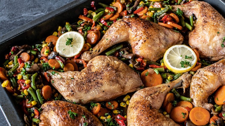 csirke, recept, sült, zöldség