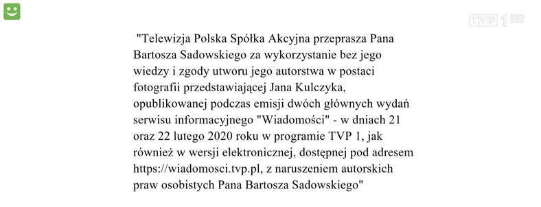 Przeprosiny w "Wiadomościach" TVP