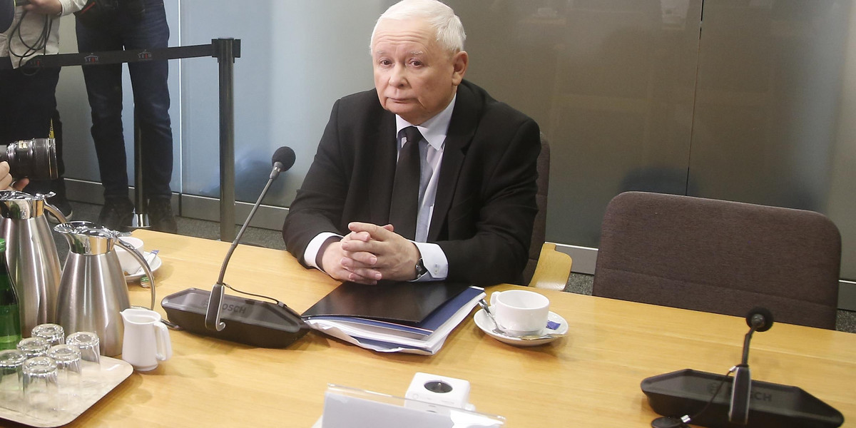 Jarosław Kaczyński na komisji ds. Pegasusa.