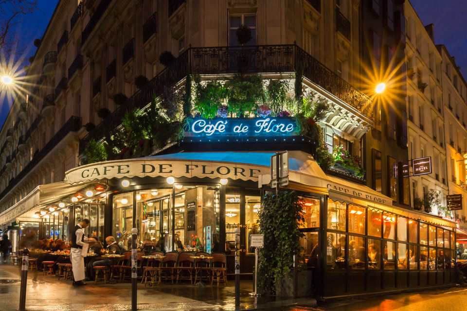 Cafe de Flore, Saint-Germain-des-Pres, Paryż