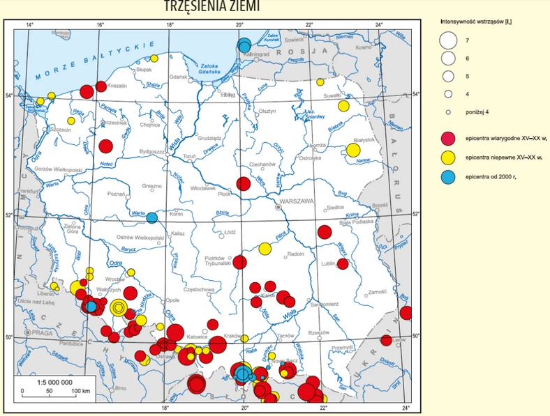 Mapa trzęsień ziemi w Polsce