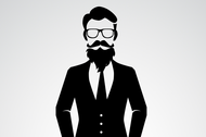 mężczyzna facet garnitur marynarka hipster broda wąsy