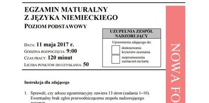 Matura 2017 język niemiecki poziom podstawowy. Arkusze maturalne CKE - pytania i odpowiedzi