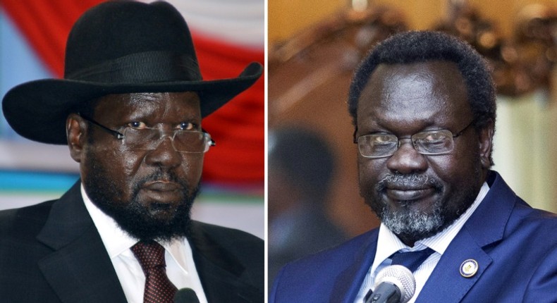 South Sudan's exiled opposition leader Riek Machar (right) has laid down a series of demands before he could meet President Salva Kiir