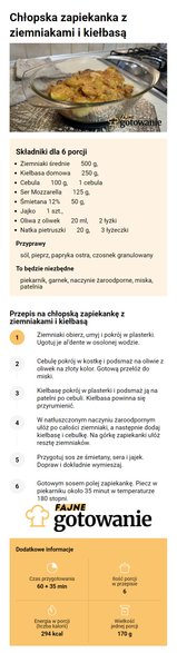 Chłopska zapiekanka z ziemniakami i kiełbasą