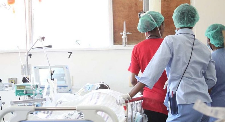 File image of nurses attending to a patient at a Kenyan hospital