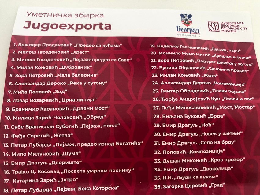 Spisak umetničkih dela