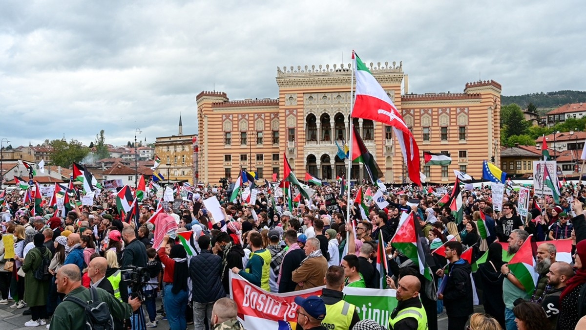 Sarajewo, wiec poparcia dla Palestyńczyków