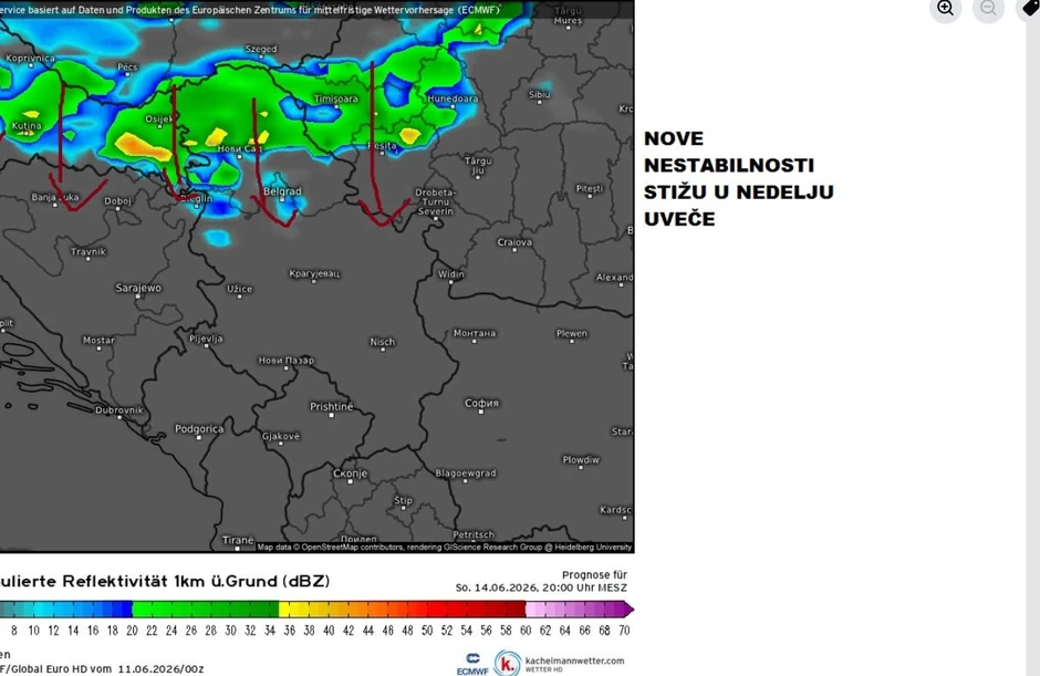 Nova nestabilnost u nedelju veče
