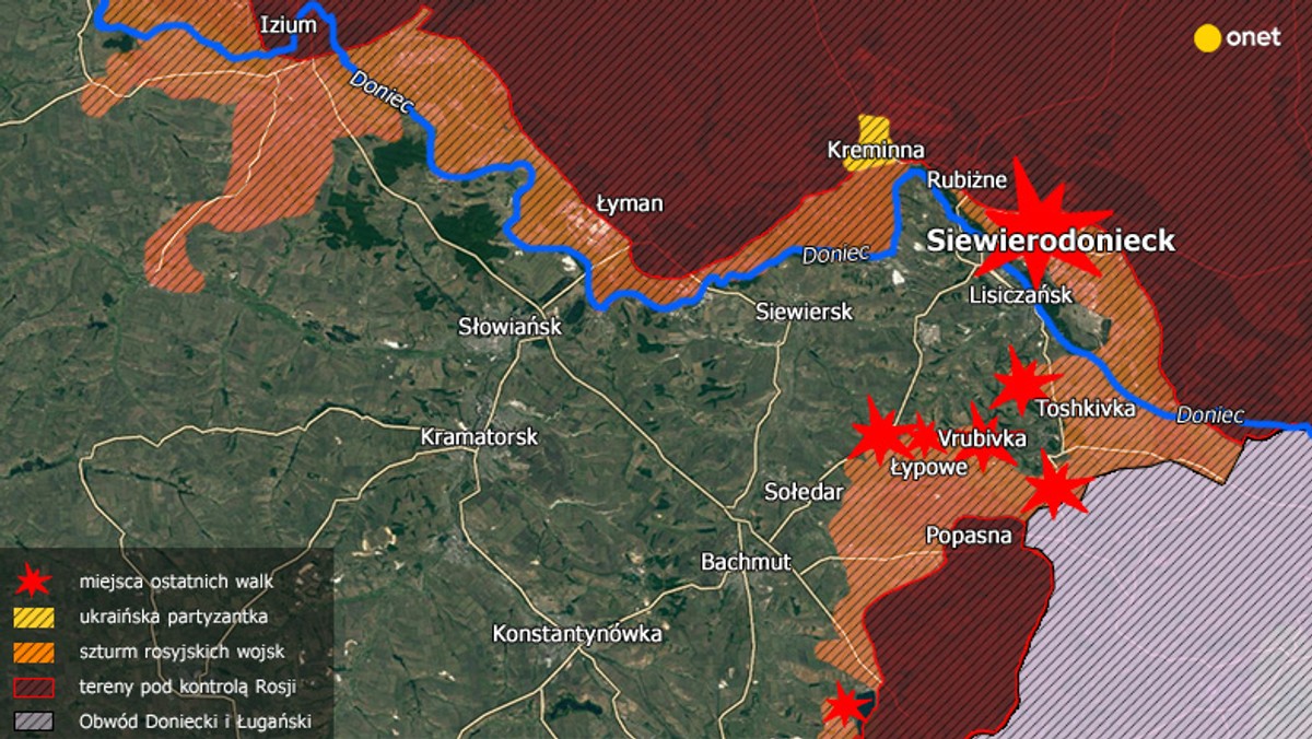 Wojna w Ukrainie. Trwają zacięte walki o Donbas [MAPA]