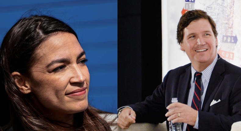 Left: Alexandria Ocasio-Cortez; Right: Tucker Carlson