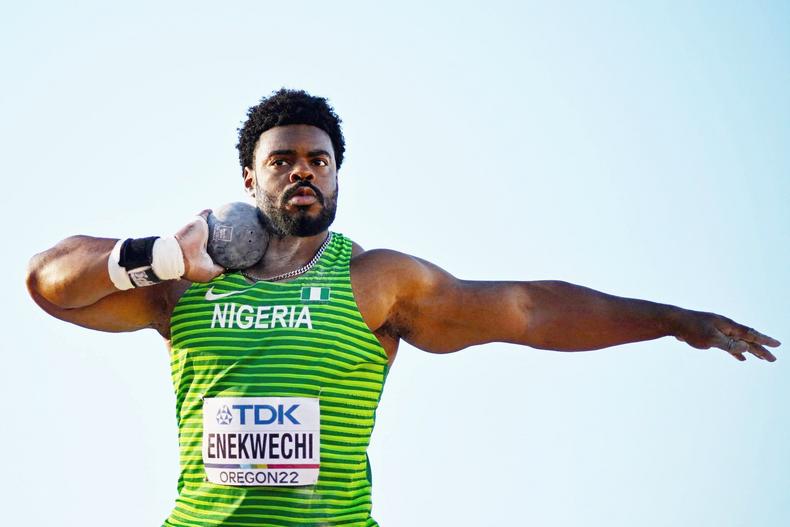 Chuks Enekwechi threw a CR of 21.08m to successfully defend his Shot Put title at the African Championships in Mauritius