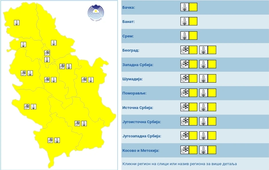 Meteoalarm za nedelju