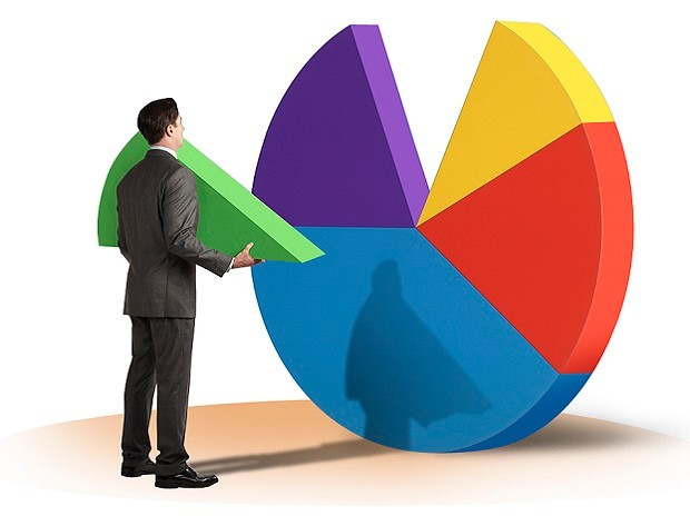 A photo illustration of shares in a company