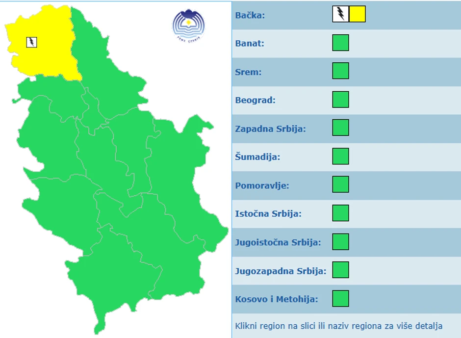 Meteoalarm za nedelju