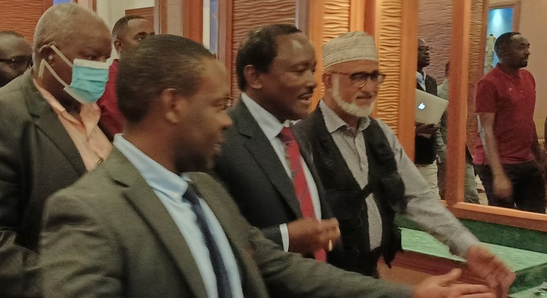 Kalonzo Musyoka arrives for the Azimio running mate interviews 