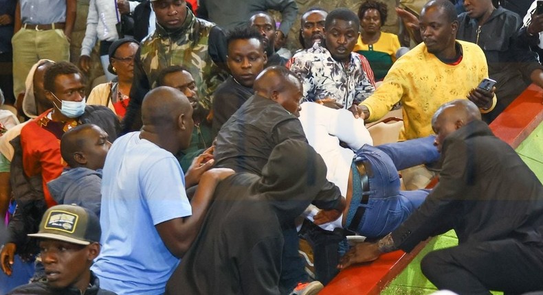 Political activist Morara Kebaso at the Bomas of Kenya where he had gone to take part in the public participation exercise on Deputy President Rigathi Gachagua’s impeachment motion. when he was attacked