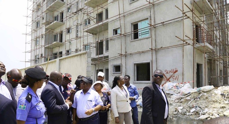 Governor Ambode inspecting Lekki Gardens building construction site