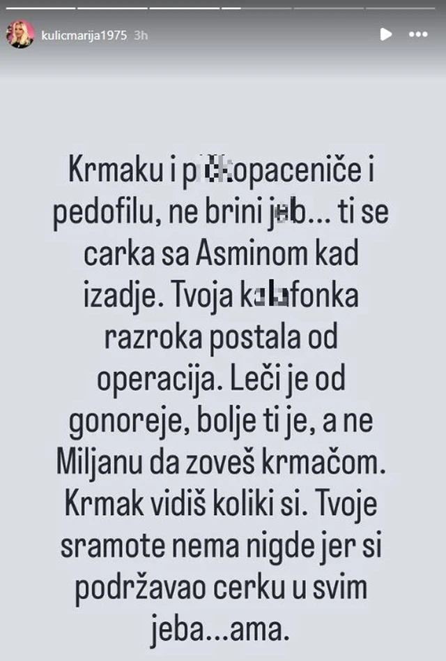 "PEDOFILU, TVOJE SRAMOTE NEMA NIGDE, podržavao si ćerku u svim JEB...NAMA!" Taki ušao u Elitu, pa nadrljao!