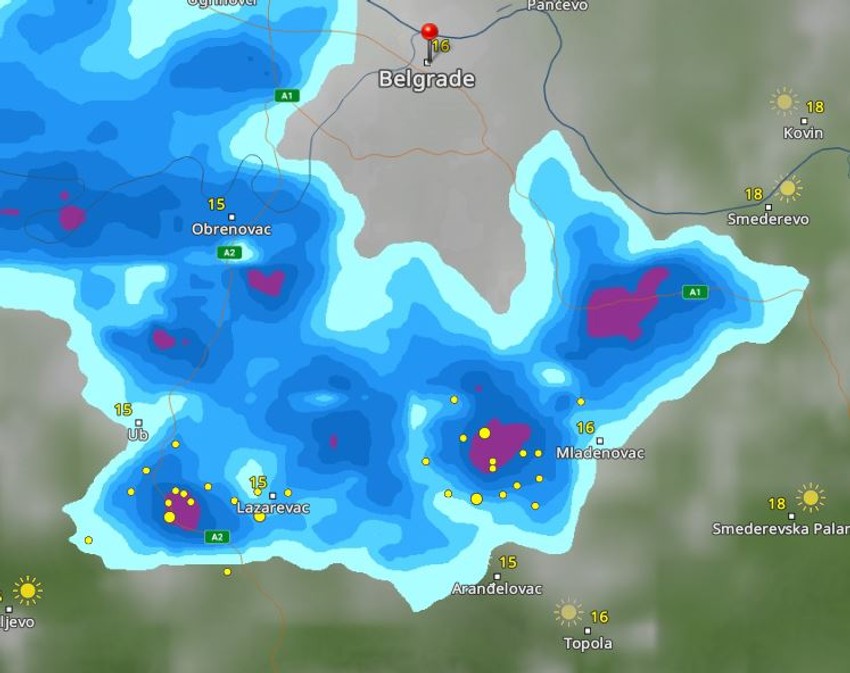 Nevreme u 17 časova pogodiće okolinu Beograda