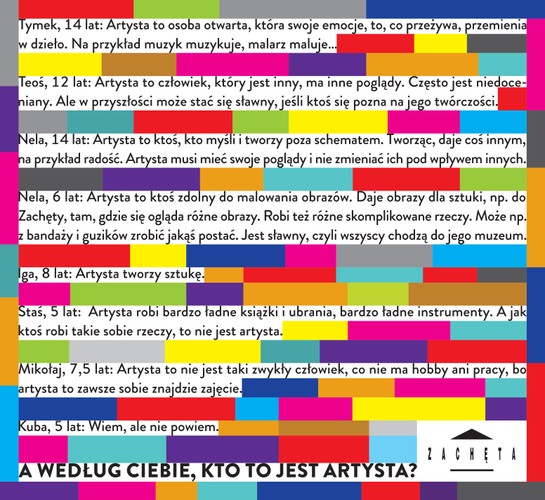 Kto to jest artysta?, tekst: Zofia Dubowska, opracowanie graficzne: Jan Bajtlik, Zachęta — Narodowa Galeria Sztuki, 2013