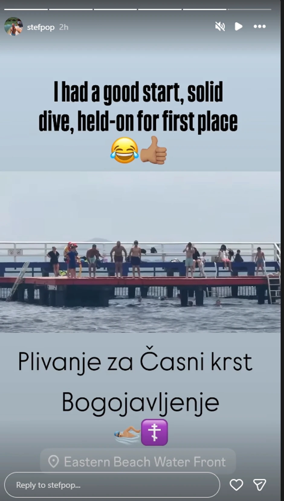 Stefan Popović plivao za časni krst