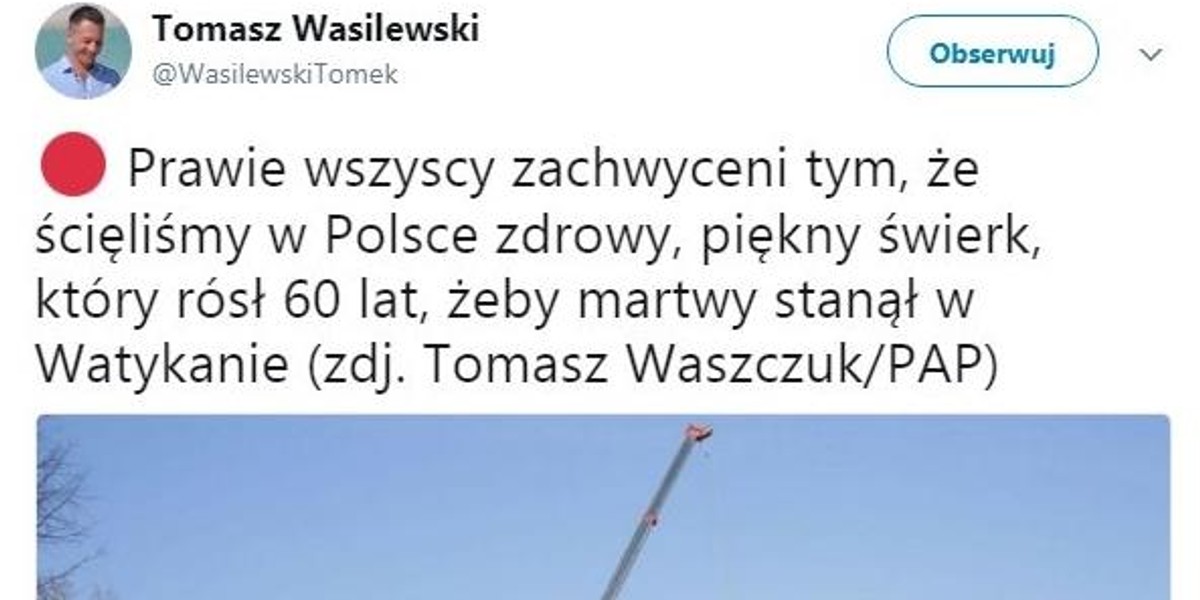 Prezenter TVN o świerku dla papieża. Rozpętał burzę w sieci