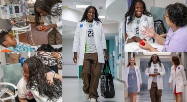 Doctor Michelle Alozie returns to Texas Children's Cancer Center: Super Falcons star smiles with patients